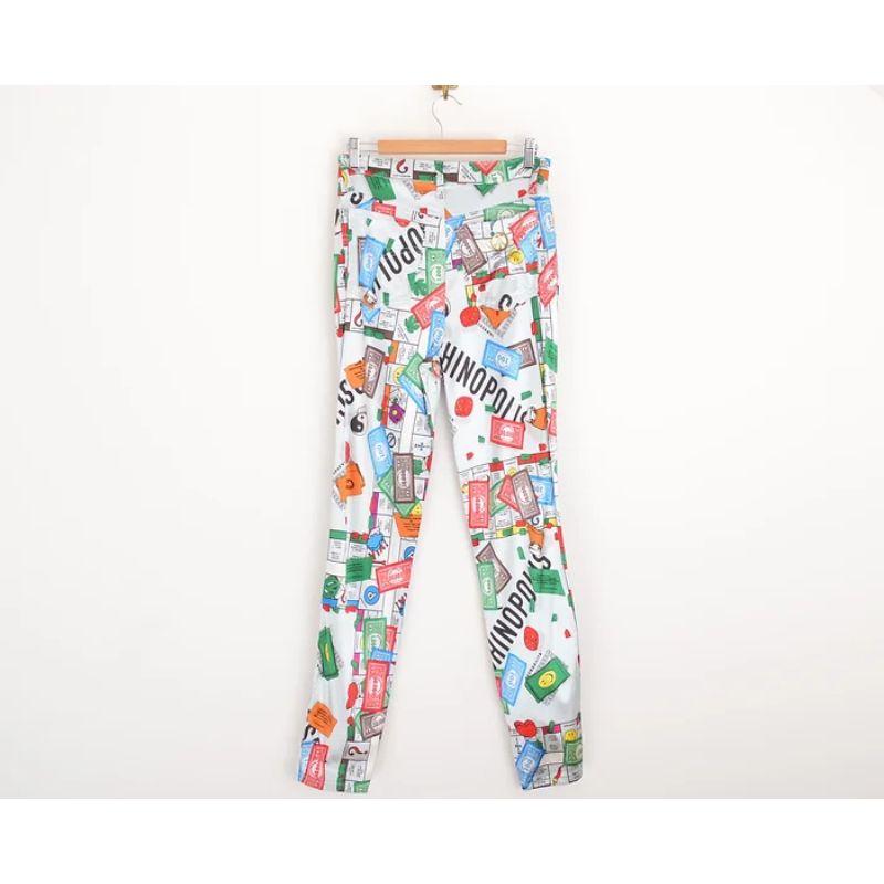 1990's Iconic Moschino Colourful Monopoly Pattern Print High waisted Trousers In Good Condition For Sale In Sheffield, GB