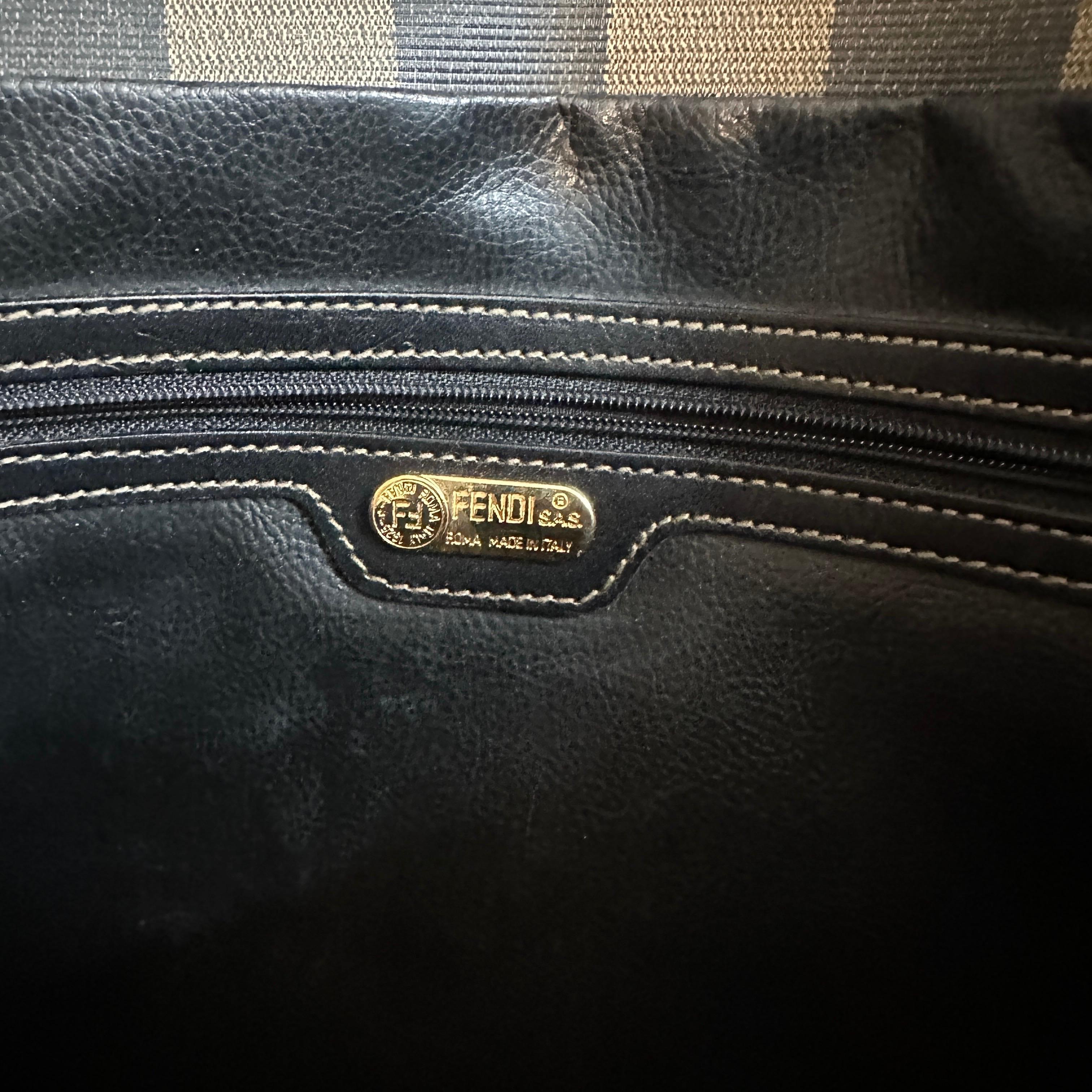 Women's or Men's 1990s Iconic Pequin Striped Canvas Clutch by Karl Lagerfeld for Sorelle Fendi For Sale