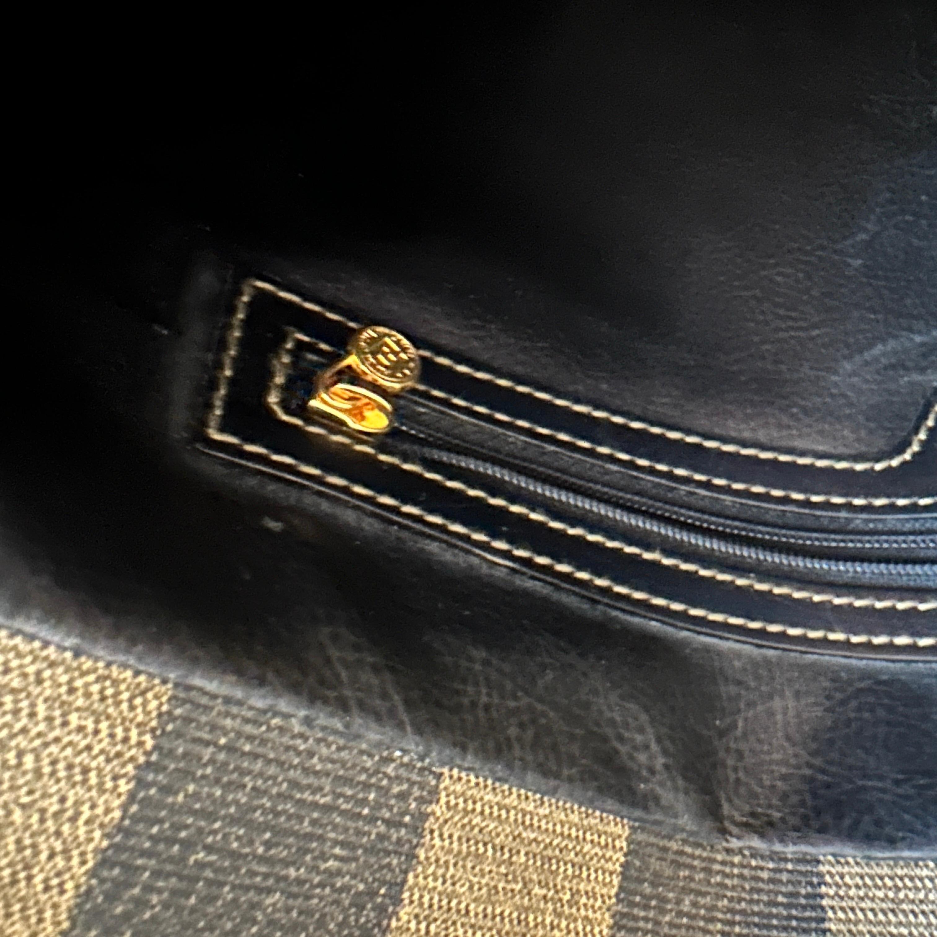 1990s Iconic Pequin Striped Canvas Clutch by Karl Lagerfeld for Sorelle Fendi For Sale 1