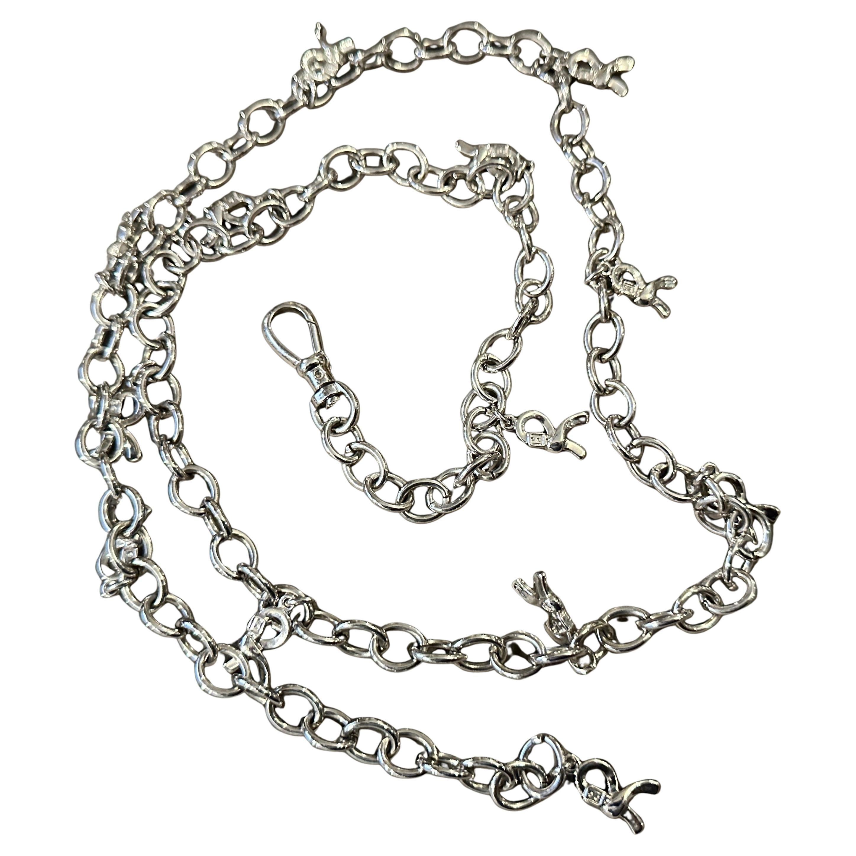 1990er Jahre Ikonische versilberte Logo-Kette von Roberta di Camerino