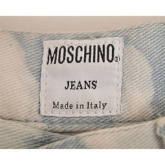 1990's Iconic Vintage Moschino 'Cloud' Print Grey Patterned Jeans Trousers