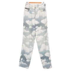 1990's Iconic Vintage Moschino 'Cloud' Print Grey Patterned Jeans Trousers