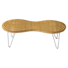 1990s Ikea 'Peeling Peanut' Wicker Bench