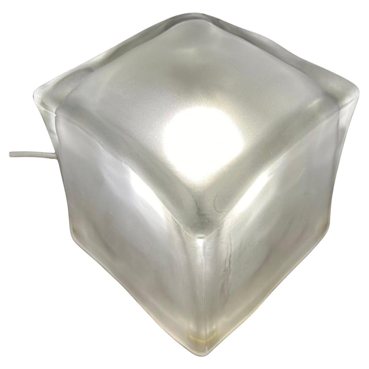 1990s IKEA Swedish Frosted Iconic Iced Frosted Glass Cube 'Iviken' Table Lamp