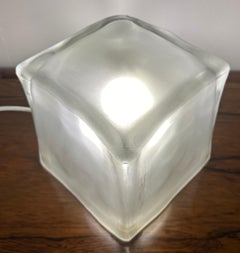 1990s IKEA Swedish Frosted Iconic Iced Glass Cube 'Iviken' Table Lamp