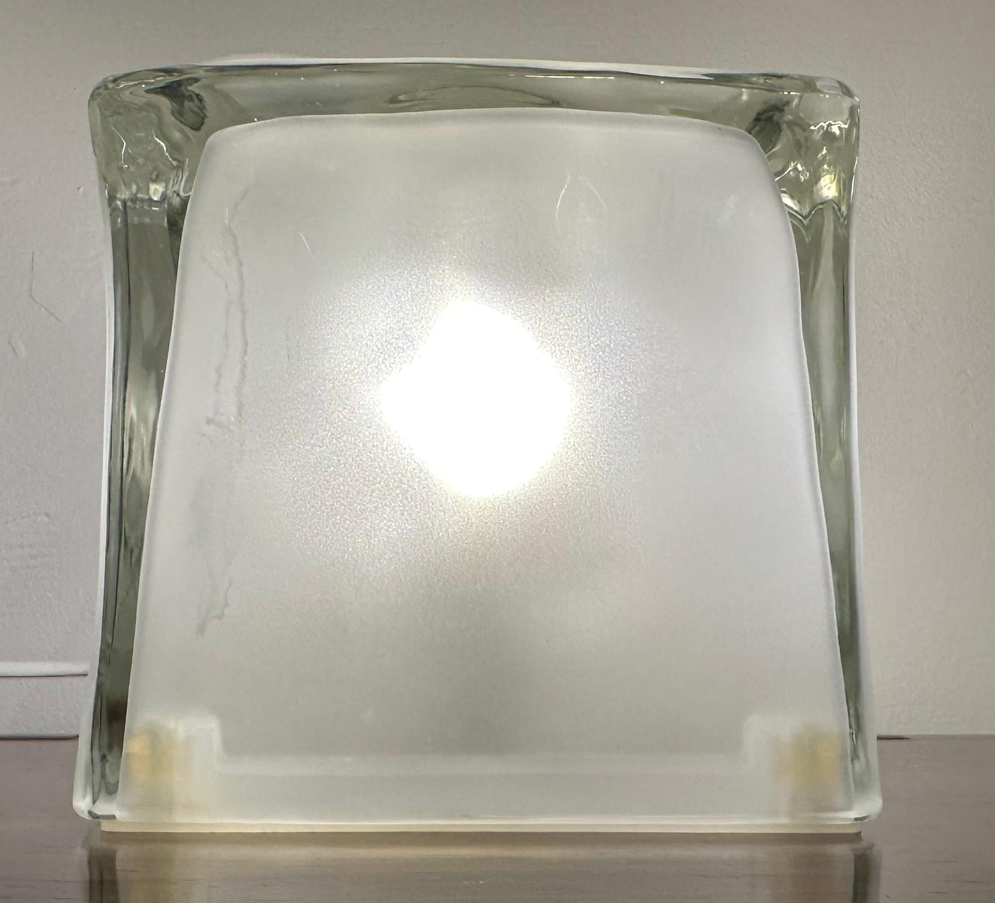 Late 20th Century 1990s IKEA Swedish Frosted Iconic Iced Glass Cube 'Iviken' Table Lamp  For Sale