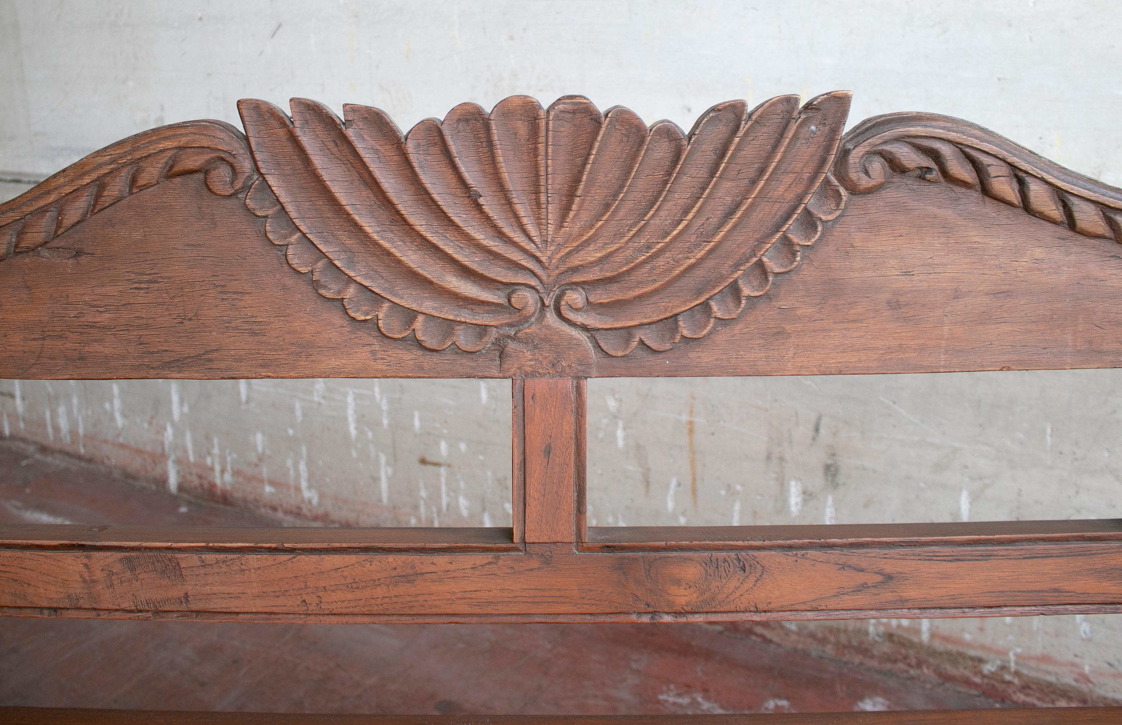 20th Century 1990s Indonesian Hand Carved Garden Wooden Seating Bench