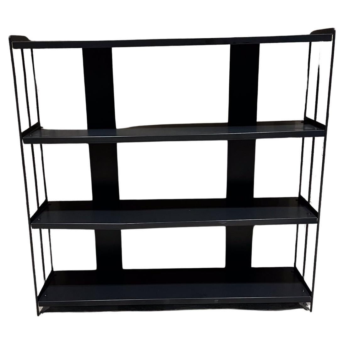 1990s Industrial Modern Metal Bookcase Tiered Shelving Unit 