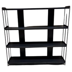 Retro 1990s Industrial Modern Metal Bookcase Tiered Shelving Unit 