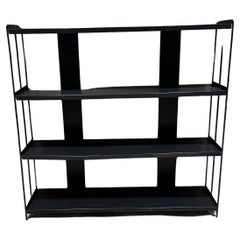 1990s Industrial Modern Metal Bookcase Tiered Shelving Unit