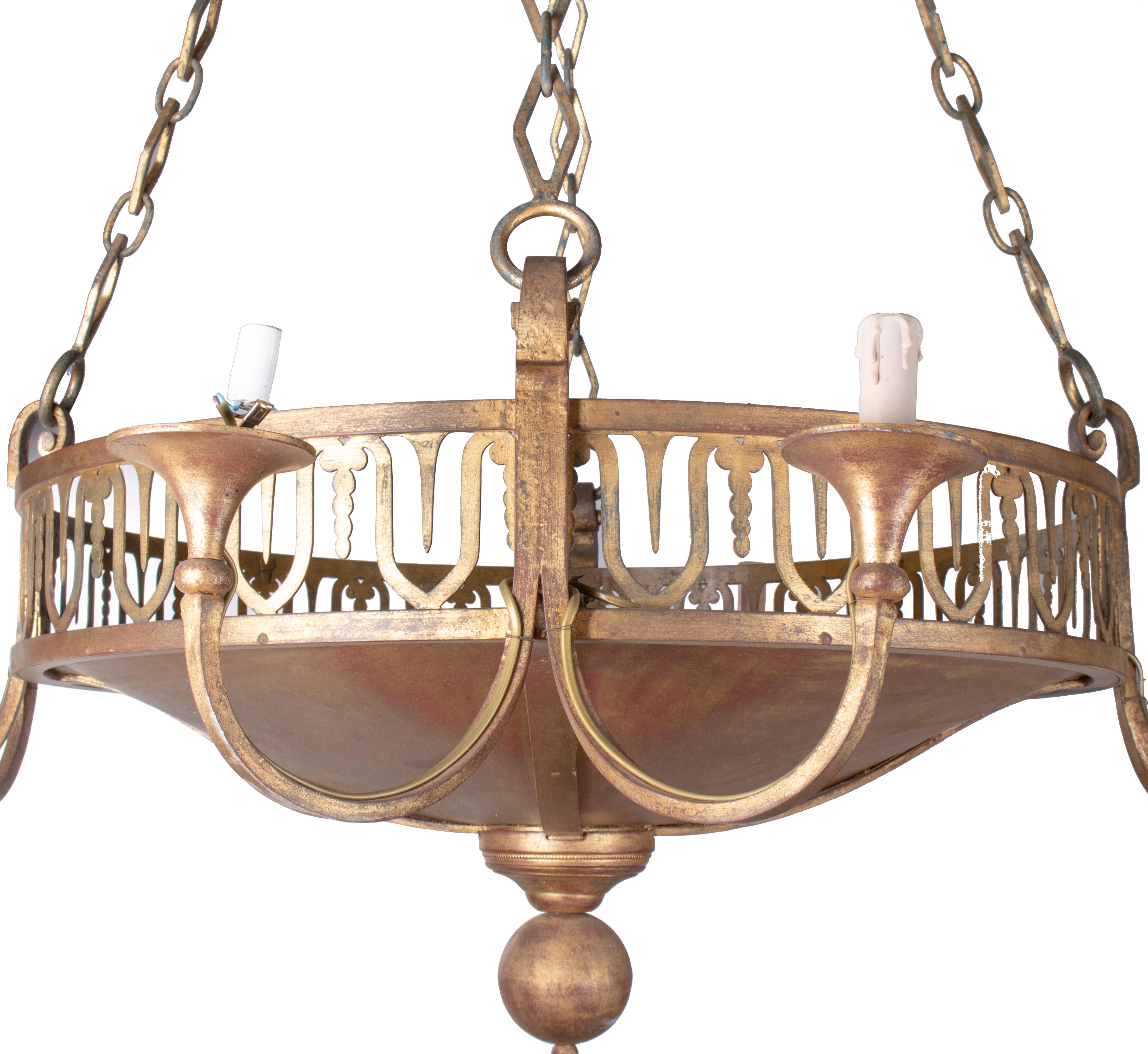 1990s iron golden iron Spanish lamp.