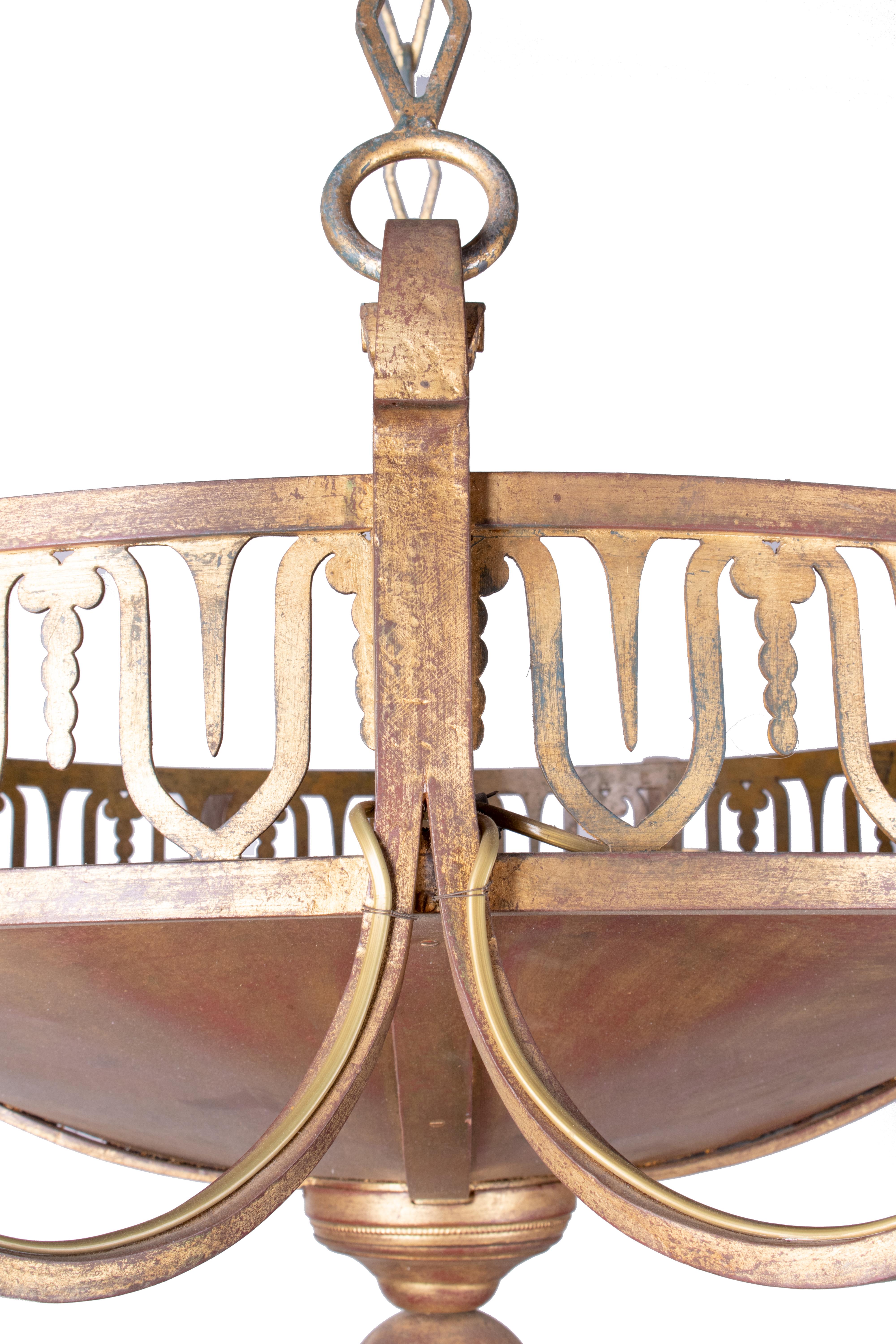 1990s Iron Golden Iron Spanish Lamp For Sale 1