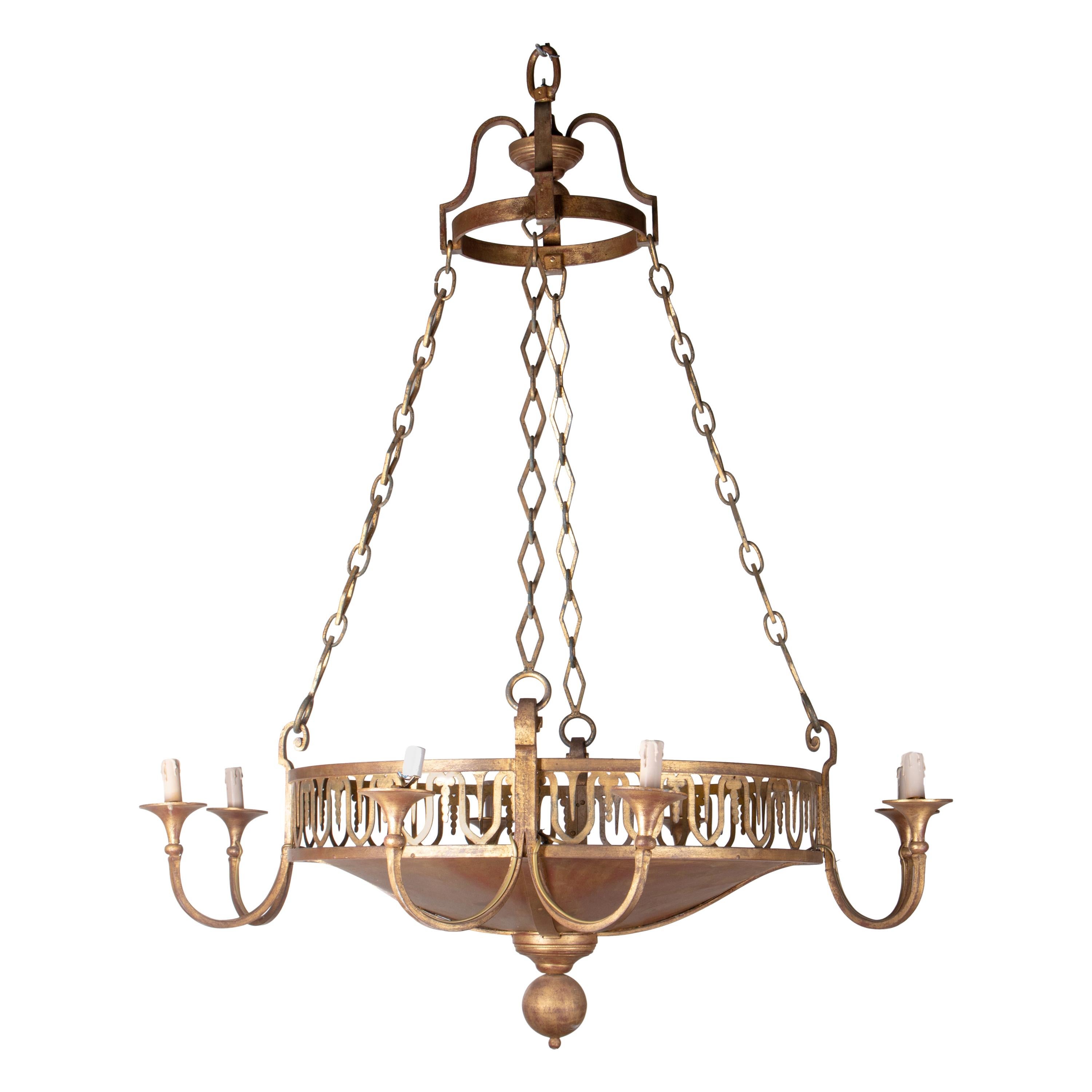 1990s Iron Golden Iron Spanish Lamp For Sale
