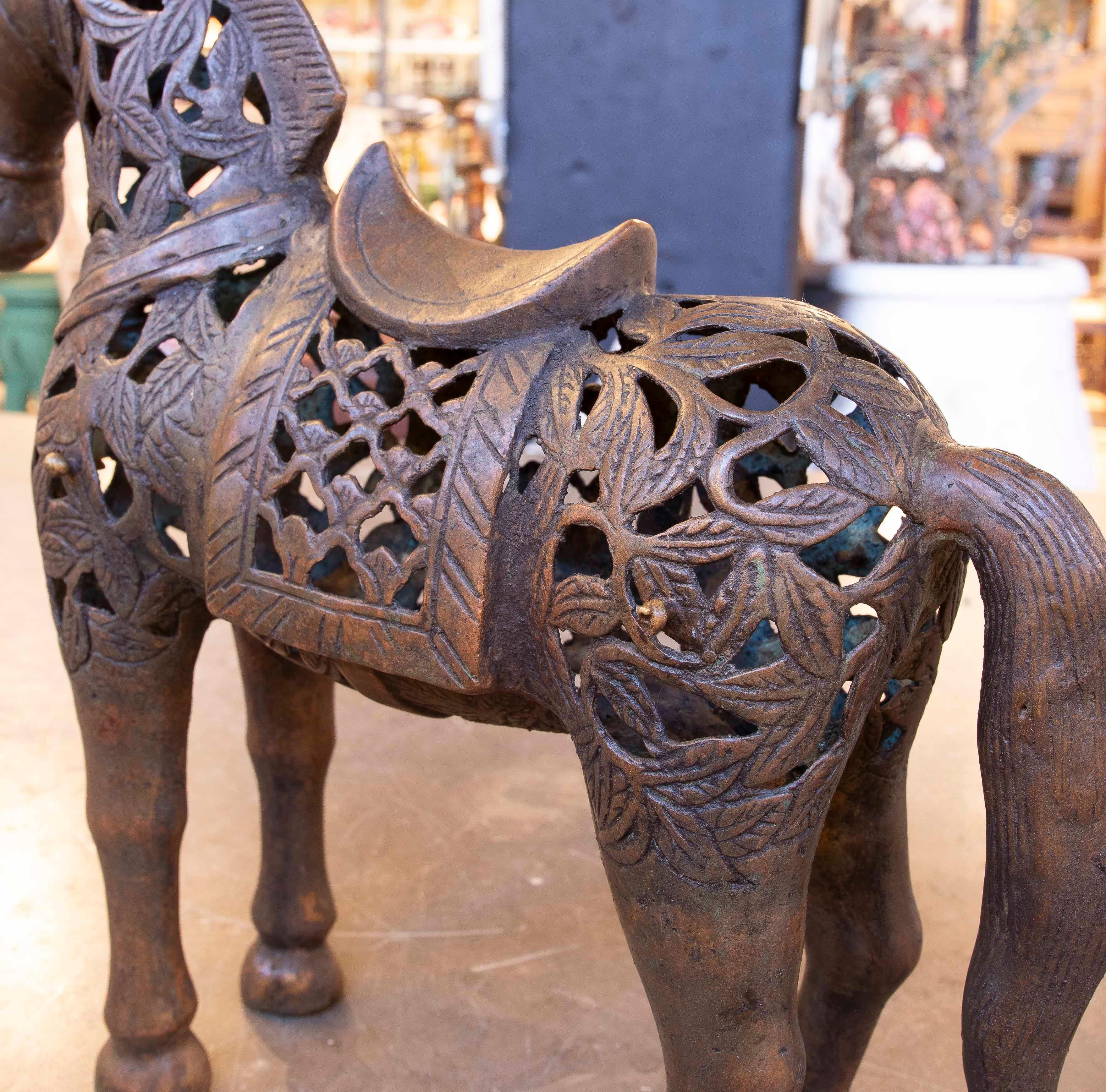 1990s Iron Horse Sculpture with Ornamental Filigree Design For Sale 4