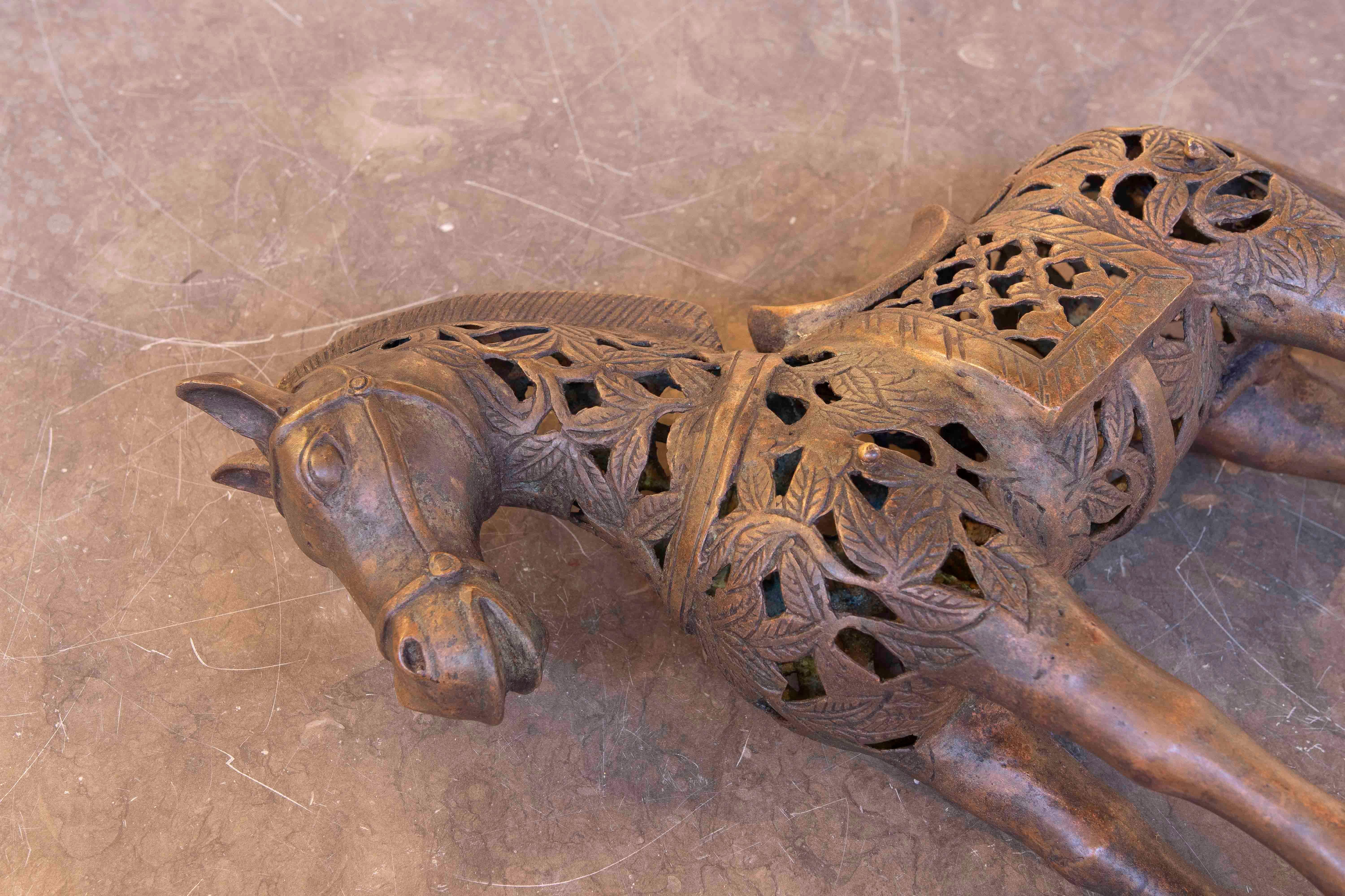 1990s Iron Horse Sculpture with Ornamental Filigree Design For Sale 6