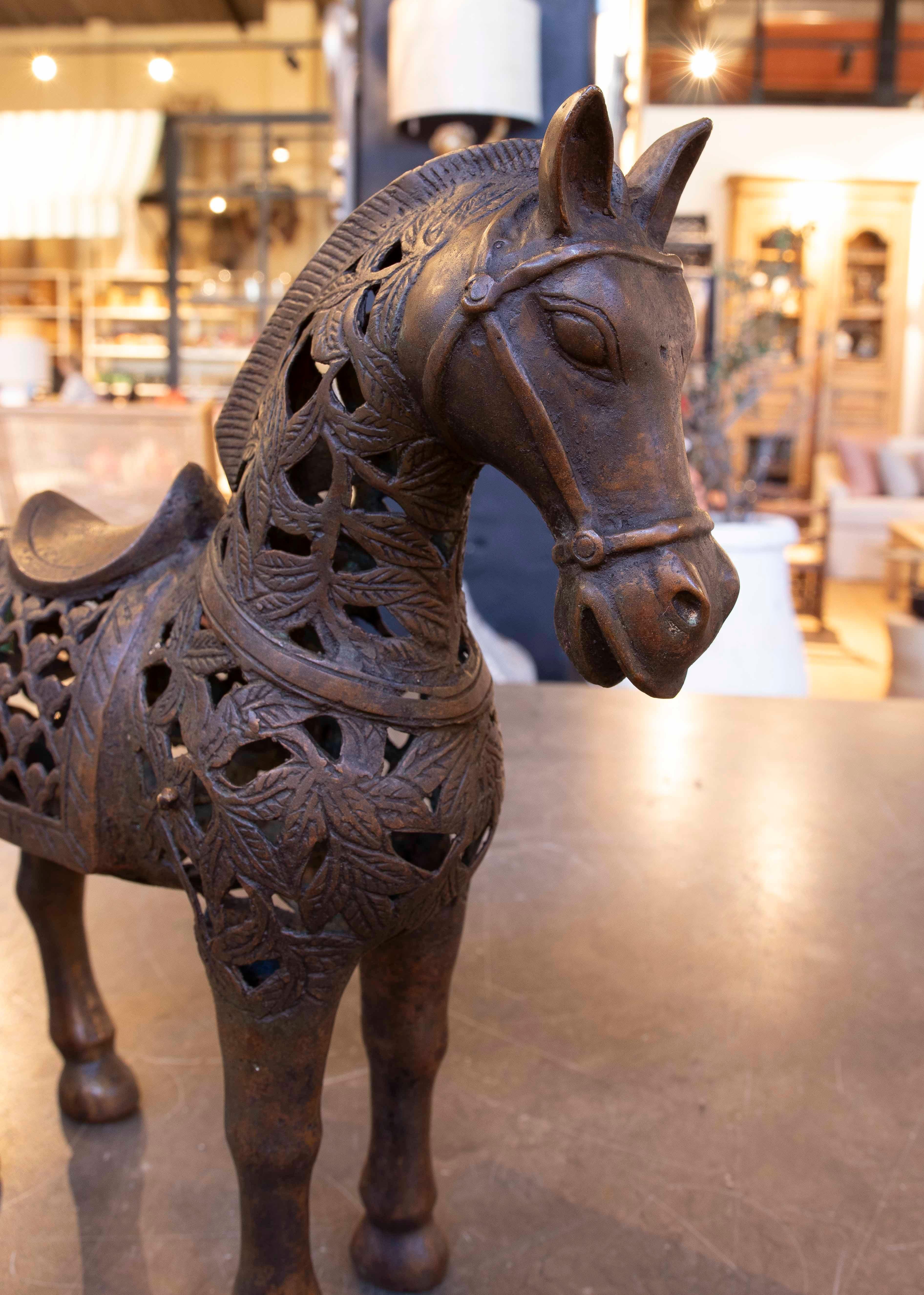 1990s Iron Horse Sculpture with Ornamental Filigree Design For Sale 2