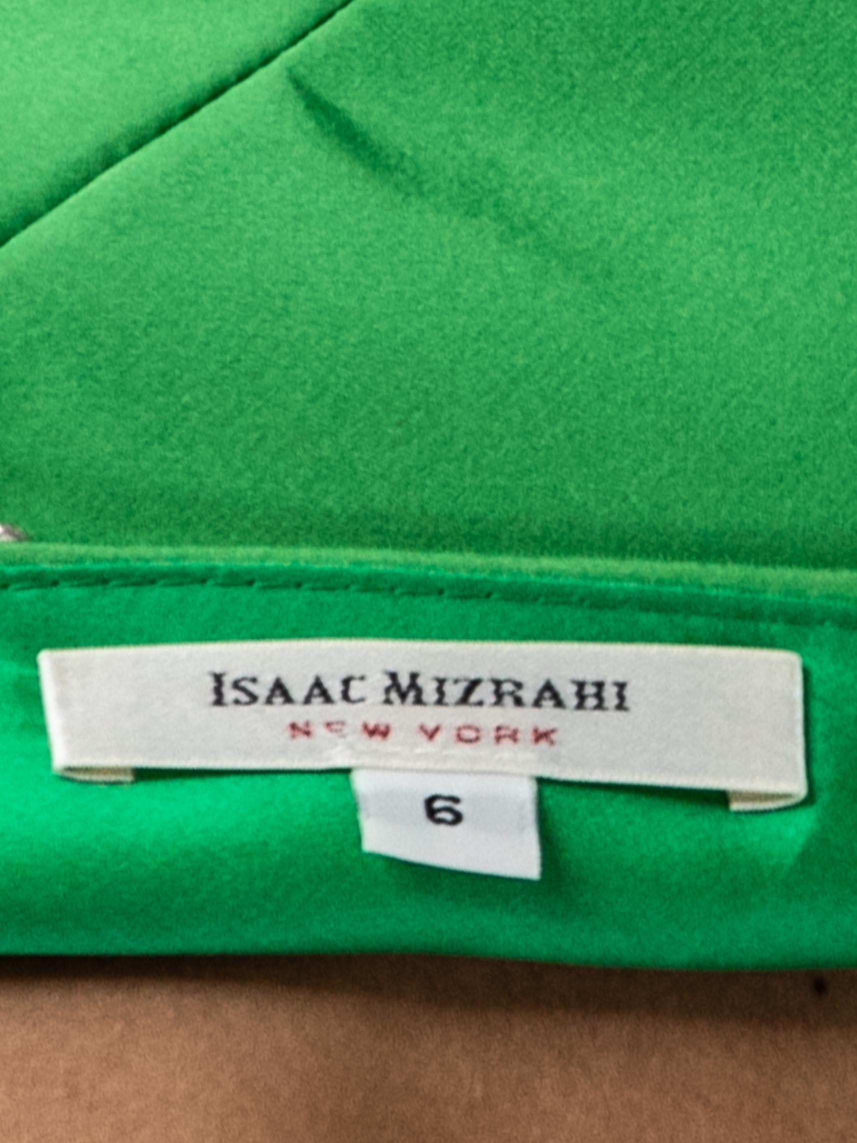 1990S ISAAC MIZRAHI Lime Green Silk Faille Cocktail Dress With Giant Bow Accent For Sale 3