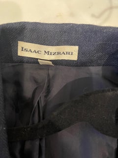 1990s Isaac Mizrahi Navy Blue Denim Like Size 6 8 Vintage 90s Wrap Blazer Jacket