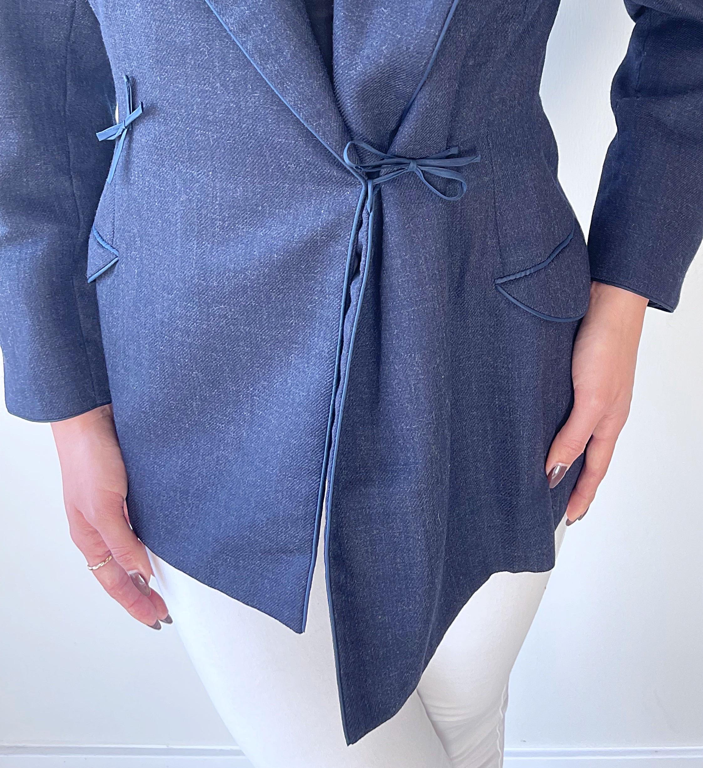 Anni '90 Isaac Mizrahi Denim blu navy taglia 6 8 Giacca blazer vintage anni '90 in vendita 4