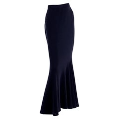 1990s Isaac Mizrahi Vintage Black Wool Long Mermaid Maxi Skirt