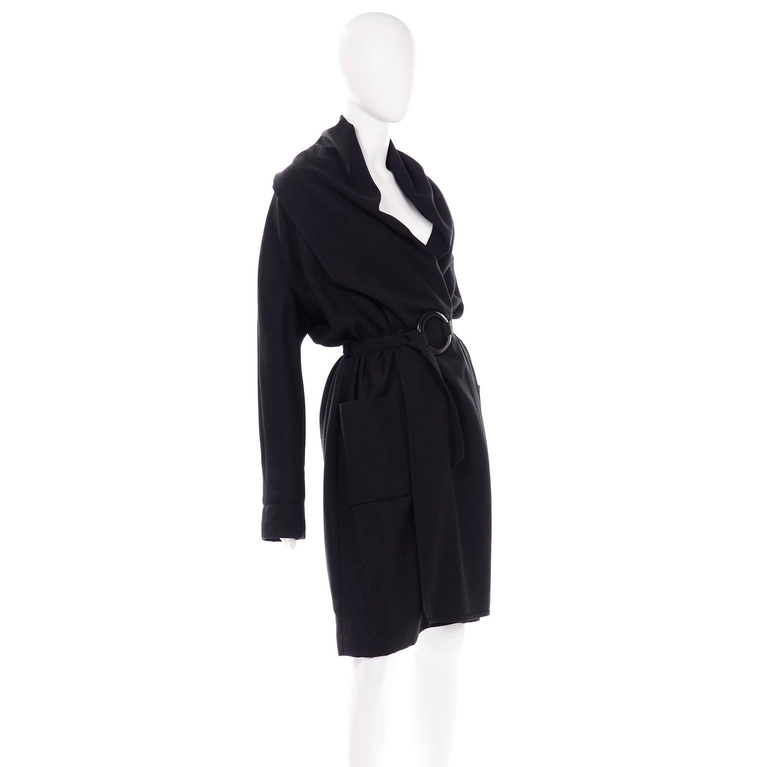 black wrap coat with belt