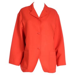 1990s Isaac Mizrahi Vintage Red Textured Button Front Oversized Jacket