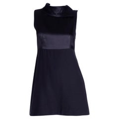 1990s Isaac Mizrahi Vintage Sleeveless Black Mini Dress With Collar