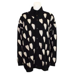 1990 Issey Miyake Cardigan à cœur noir et blanc