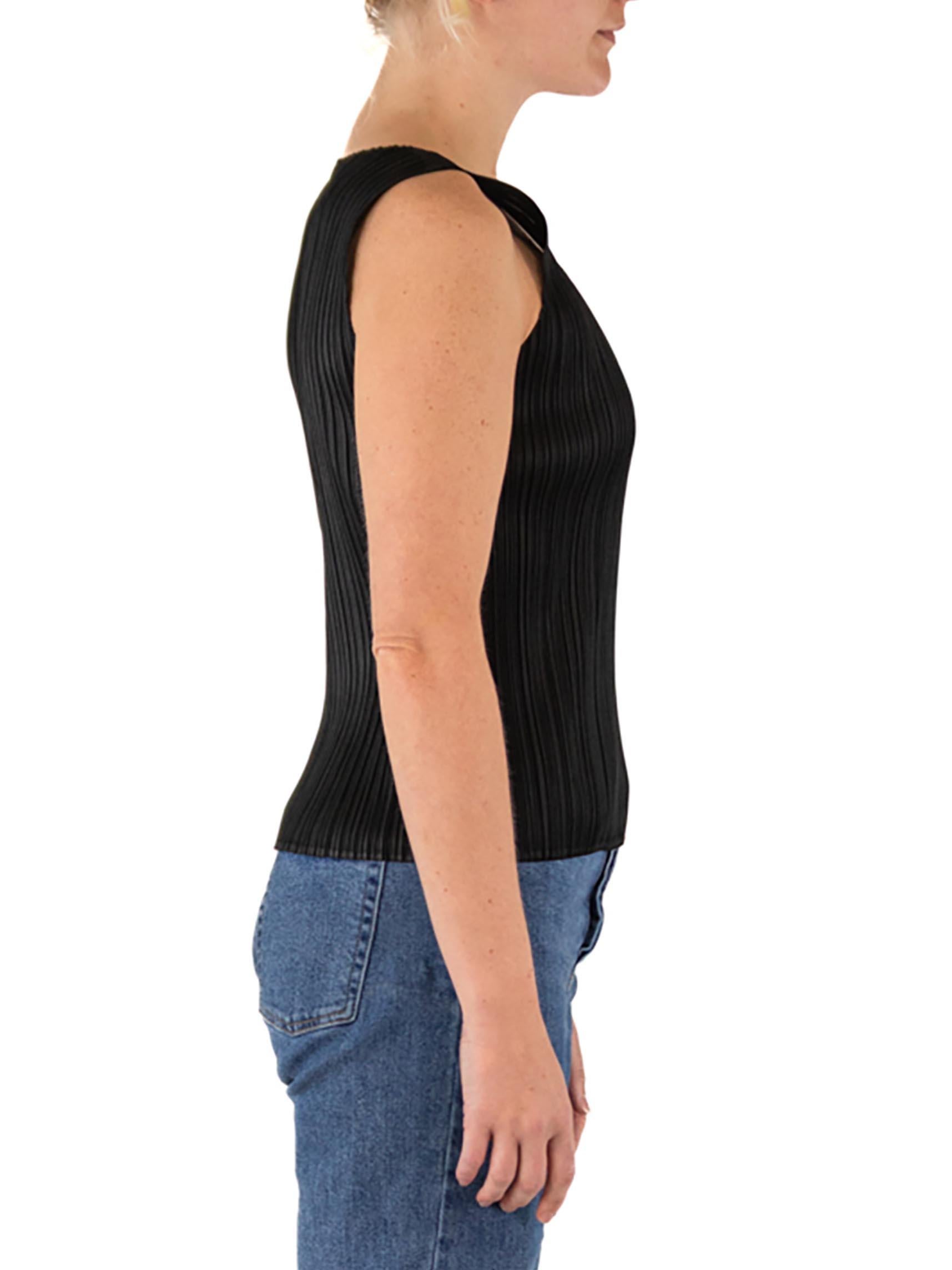 Women's 1990S ISSEY MIYAKE Black Pleated Polyester Top For Sale