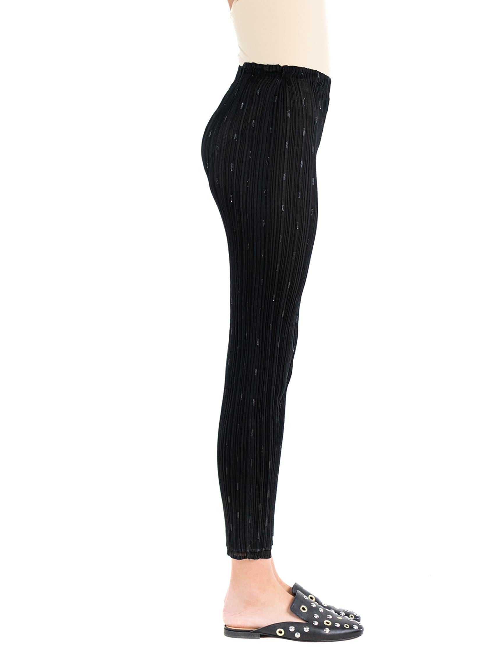 Women's 1990S ISSEY MIYAKE Black Polyester Pleated Pants For Sale