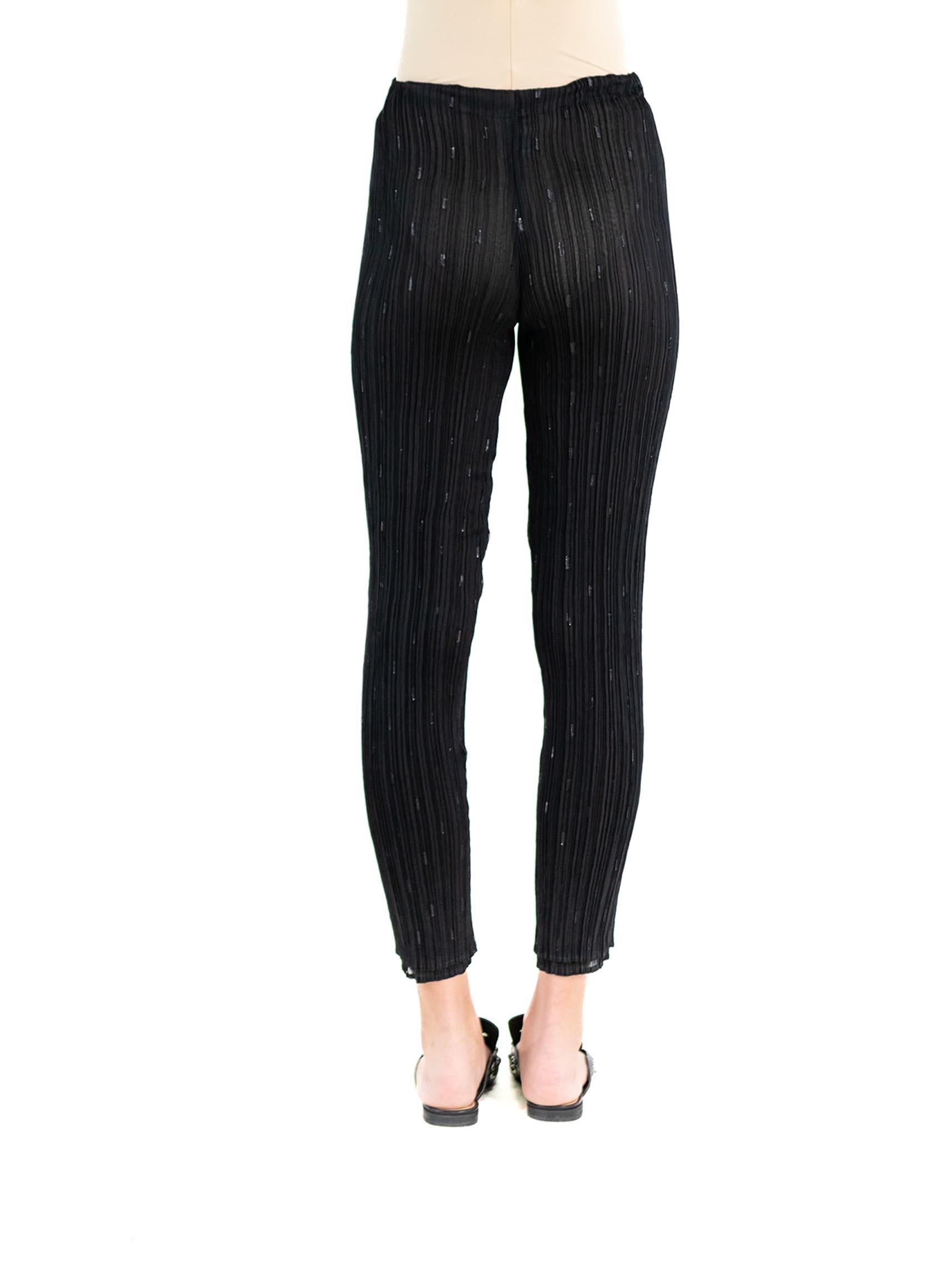 1990S ISSEY MIYAKE Black Polyester Pleated Pants For Sale 2