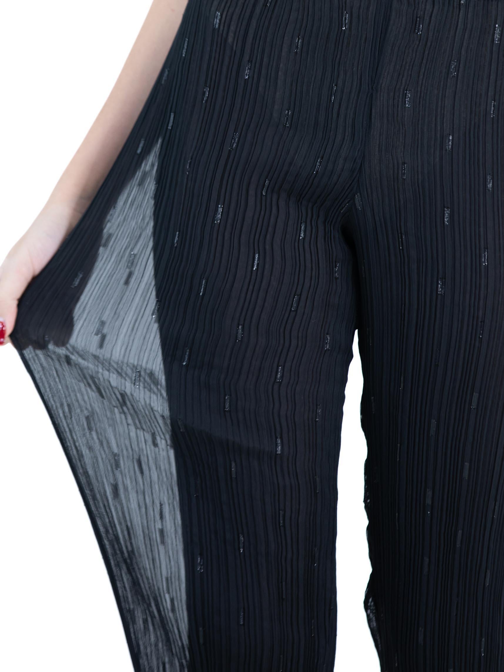 1990S ISSEY MIYAKE Black Polyester Pleated Pants For Sale 3