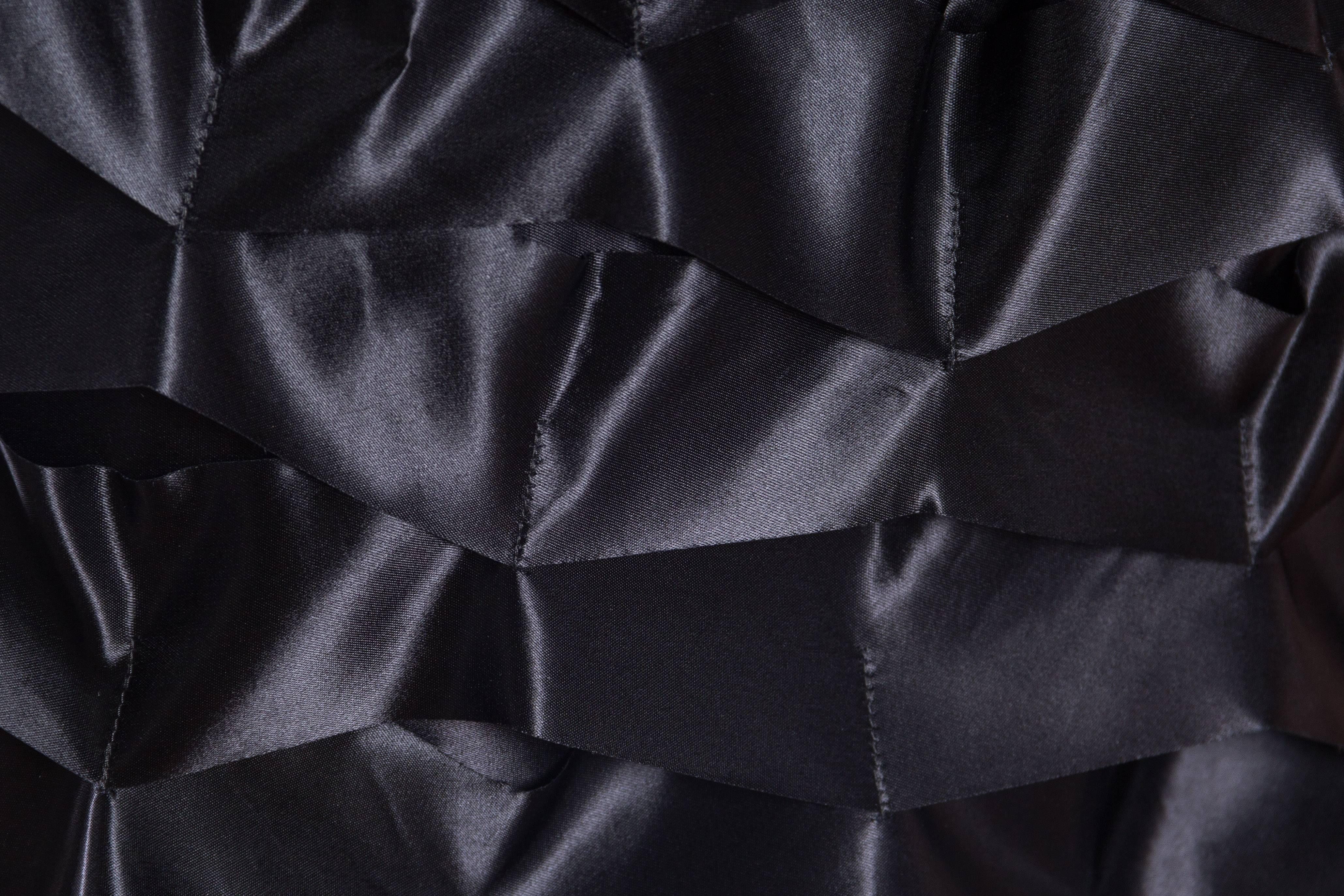 1990S ISSEY MIYAKE Black Polyester Satin  Avant Garde Ribbon Accordian Skirt For Sale 4