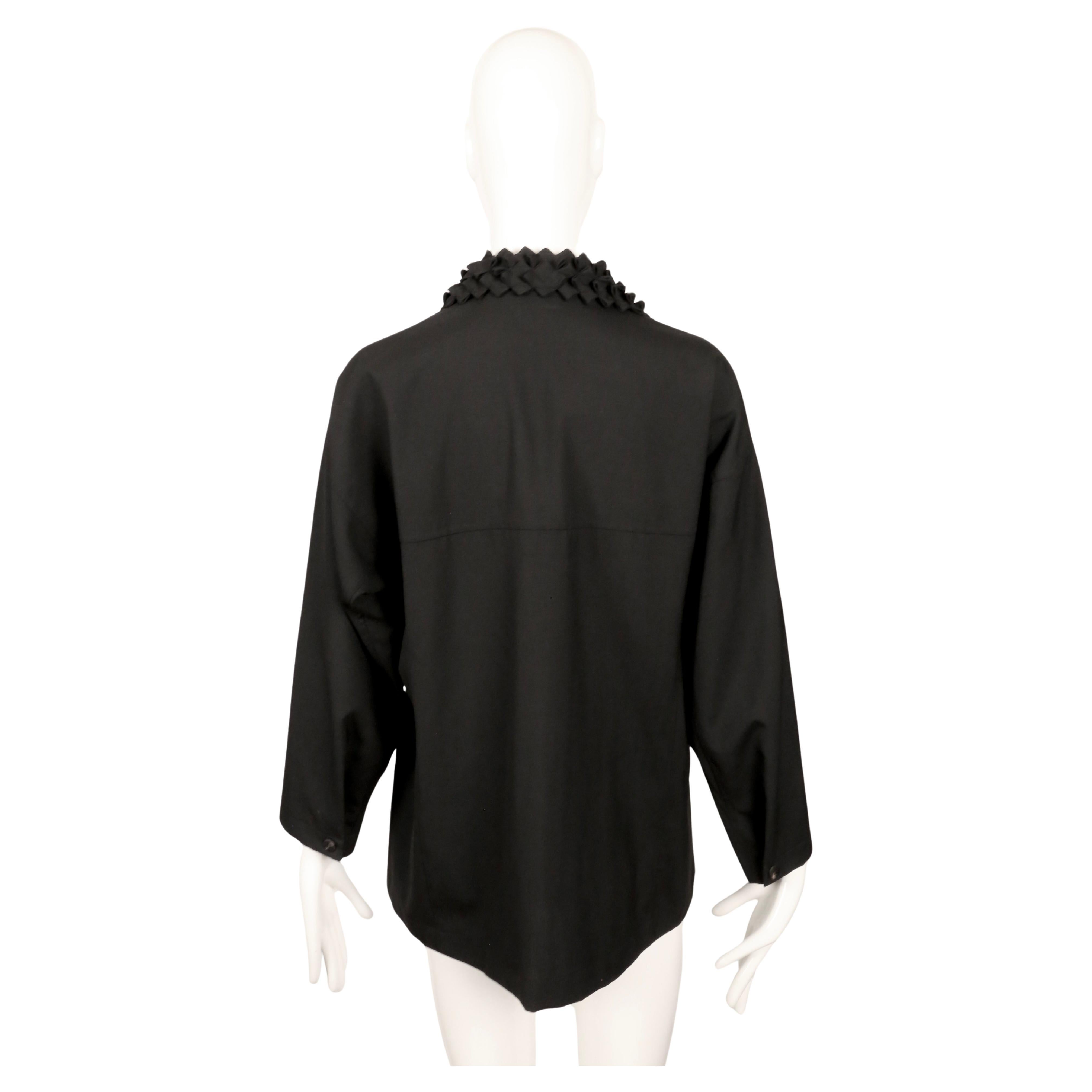 1990's ISSEY MIYAKE black wool & cashmere jacket with 'origami' collar For Sale 5