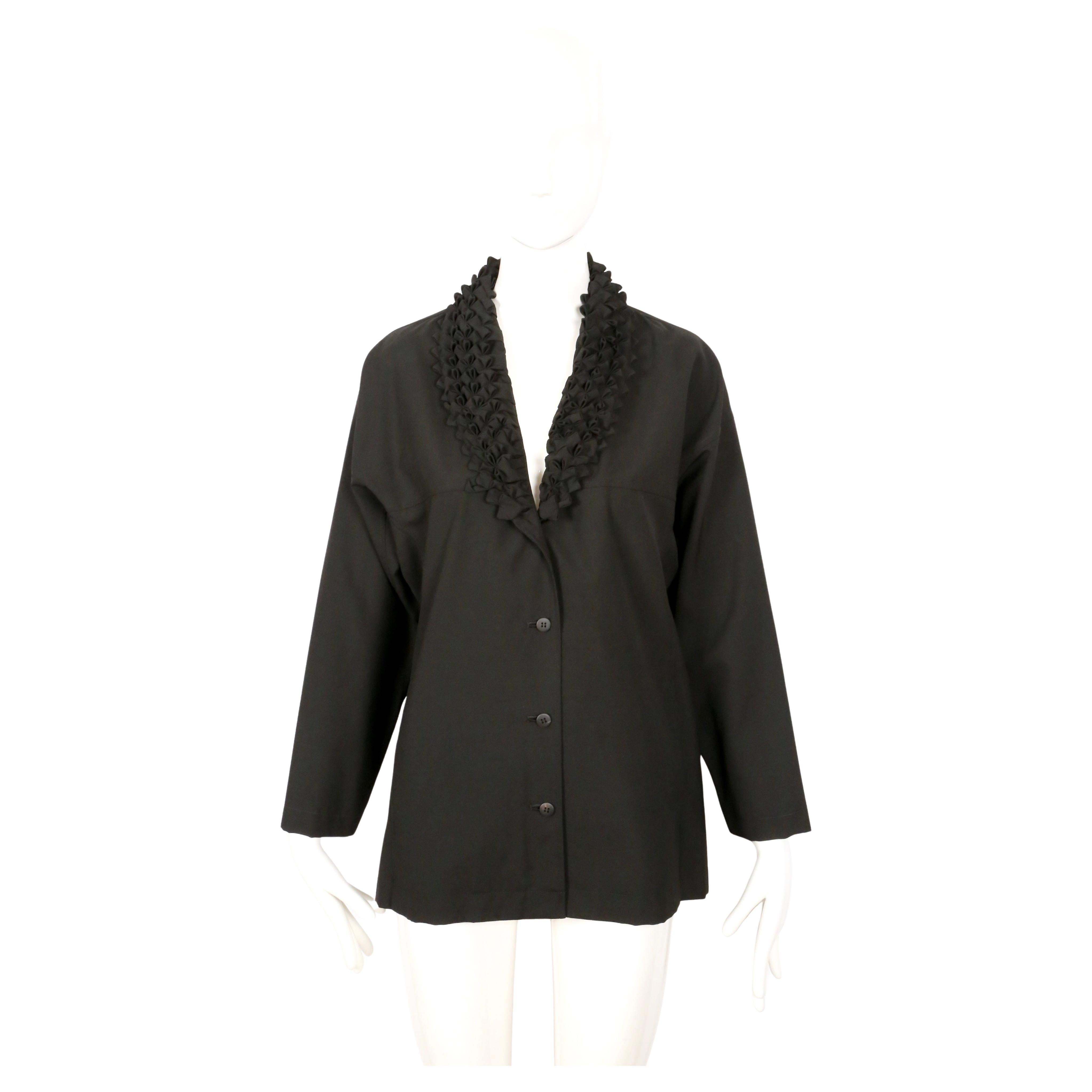 Black 1990's ISSEY MIYAKE black wool & cashmere jacket with 'origami' collar For Sale