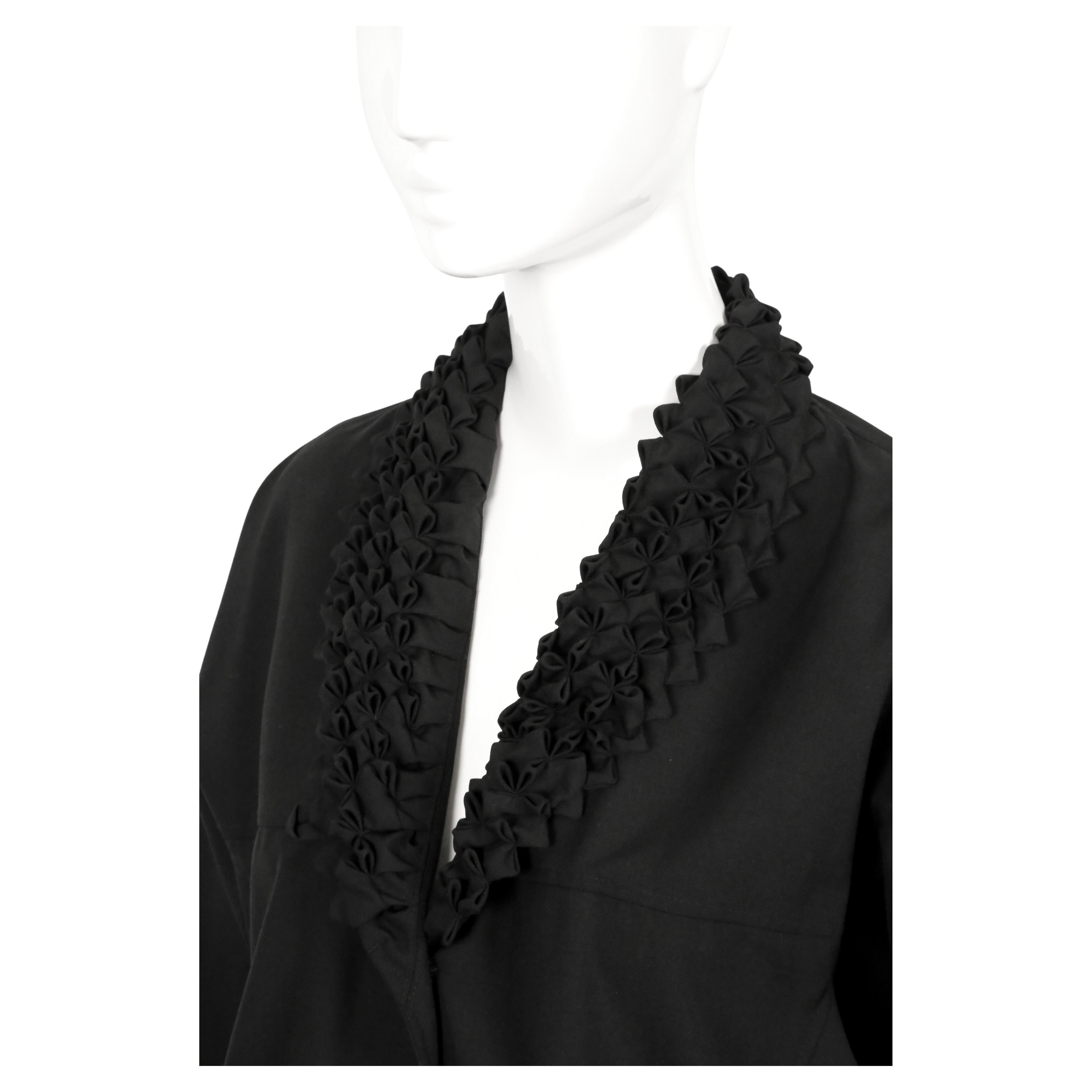 Women's or Men's 1990's ISSEY MIYAKE black wool & cashmere jacket with 'origami' collar For Sale