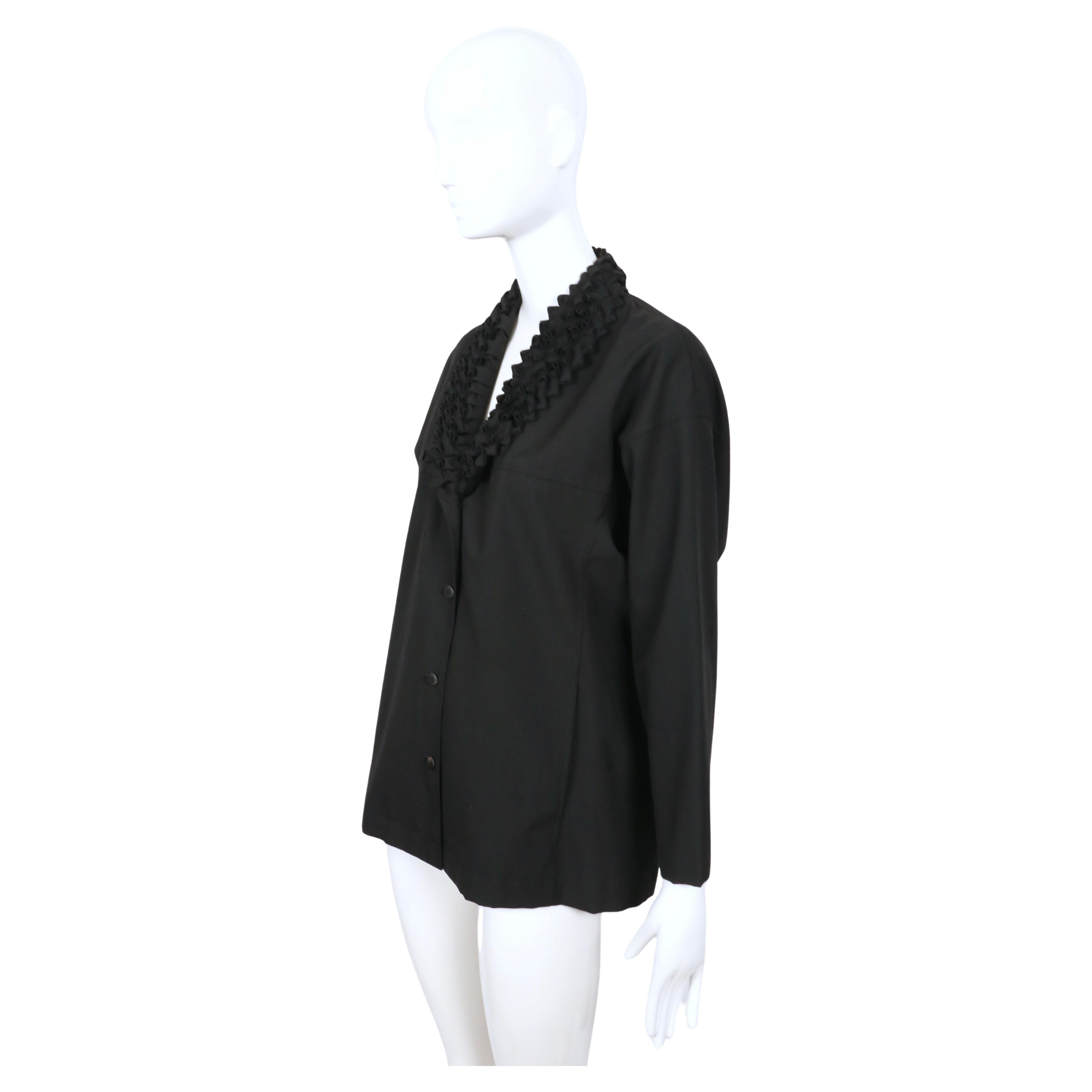 1990's ISSEY MIYAKE black wool & cashmere jacket with 'origami' collar For Sale 1