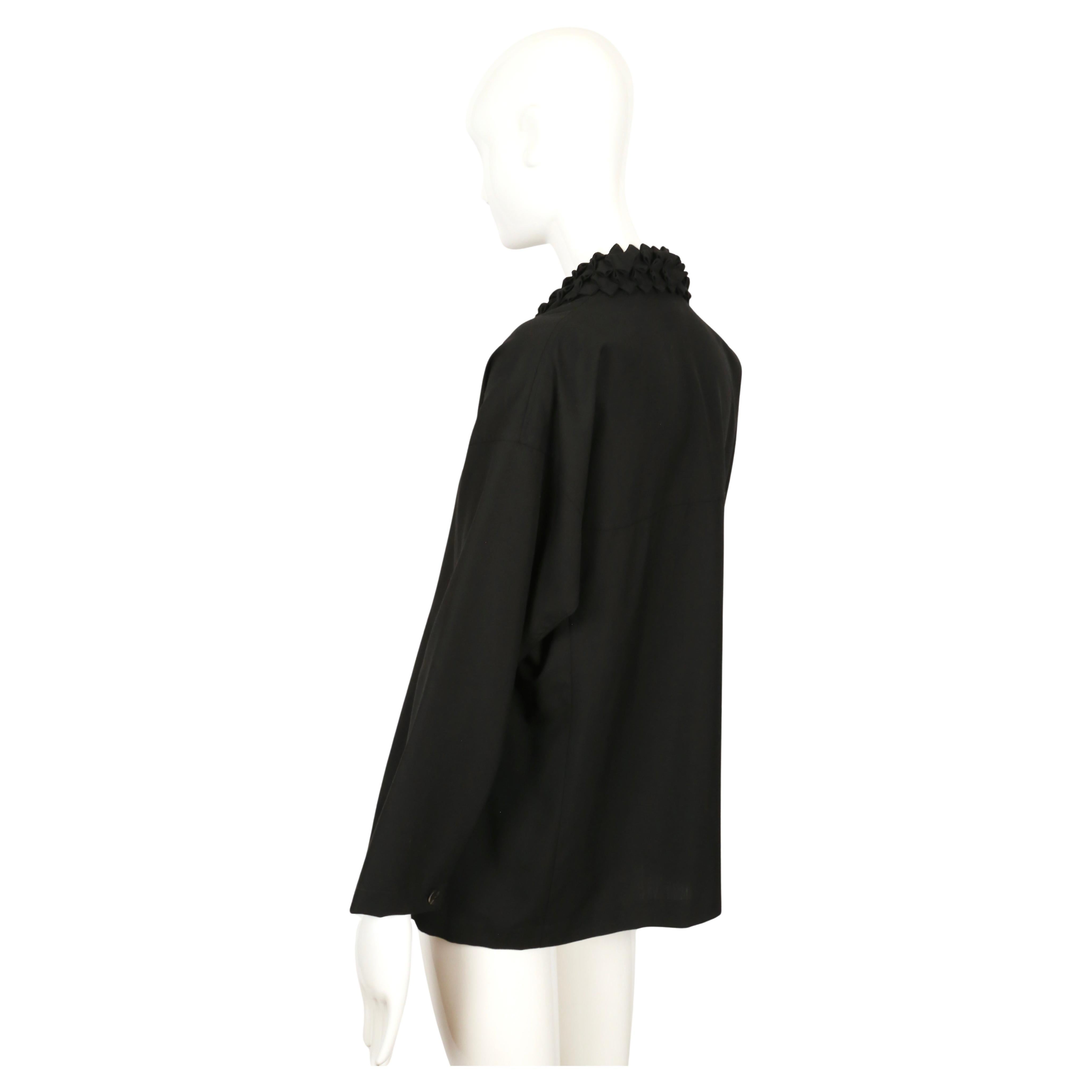 1990's ISSEY MIYAKE black wool & cashmere jacket with 'origami' collar For Sale 2