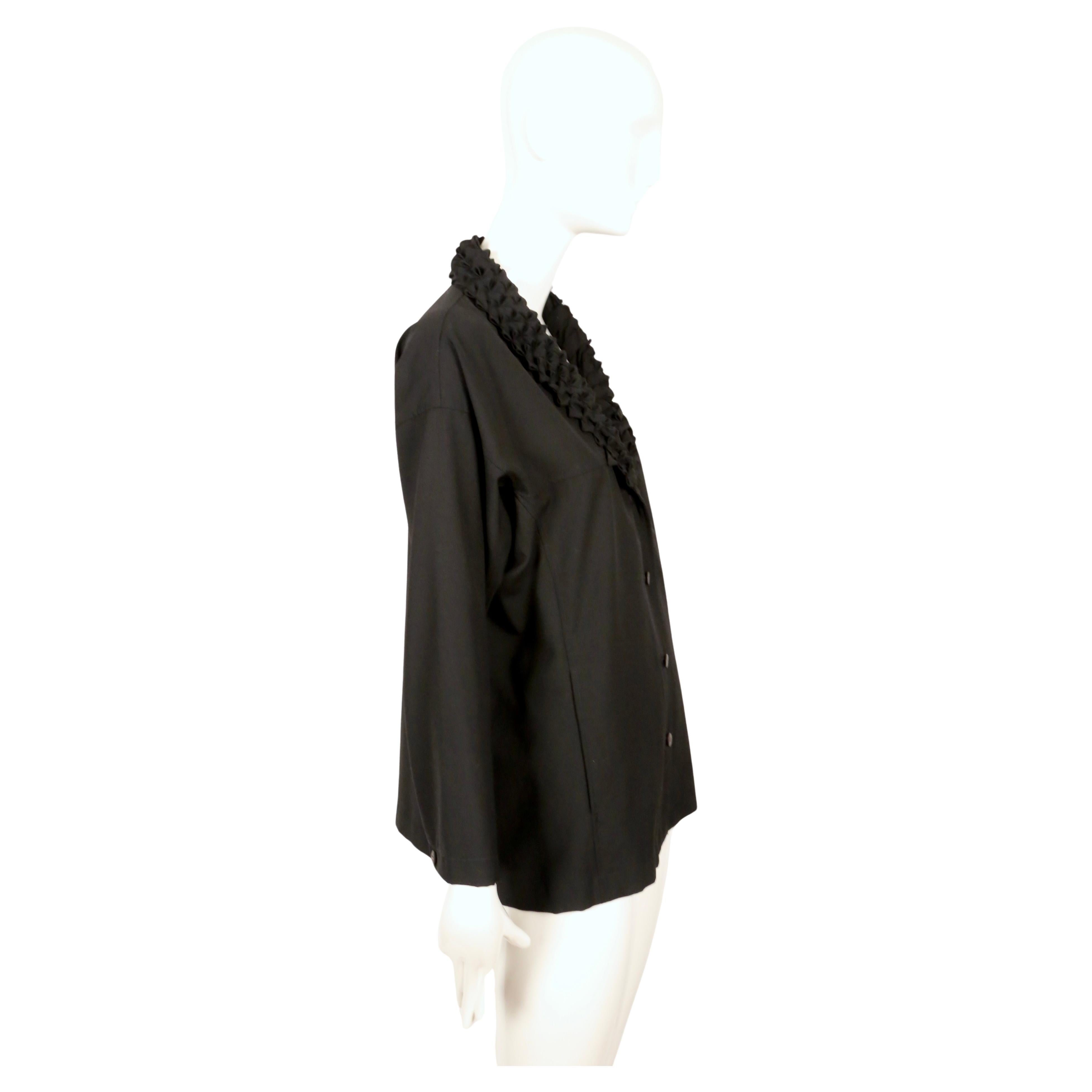 1990's ISSEY MIYAKE black wool & cashmere jacket with 'origami' collar For Sale 3