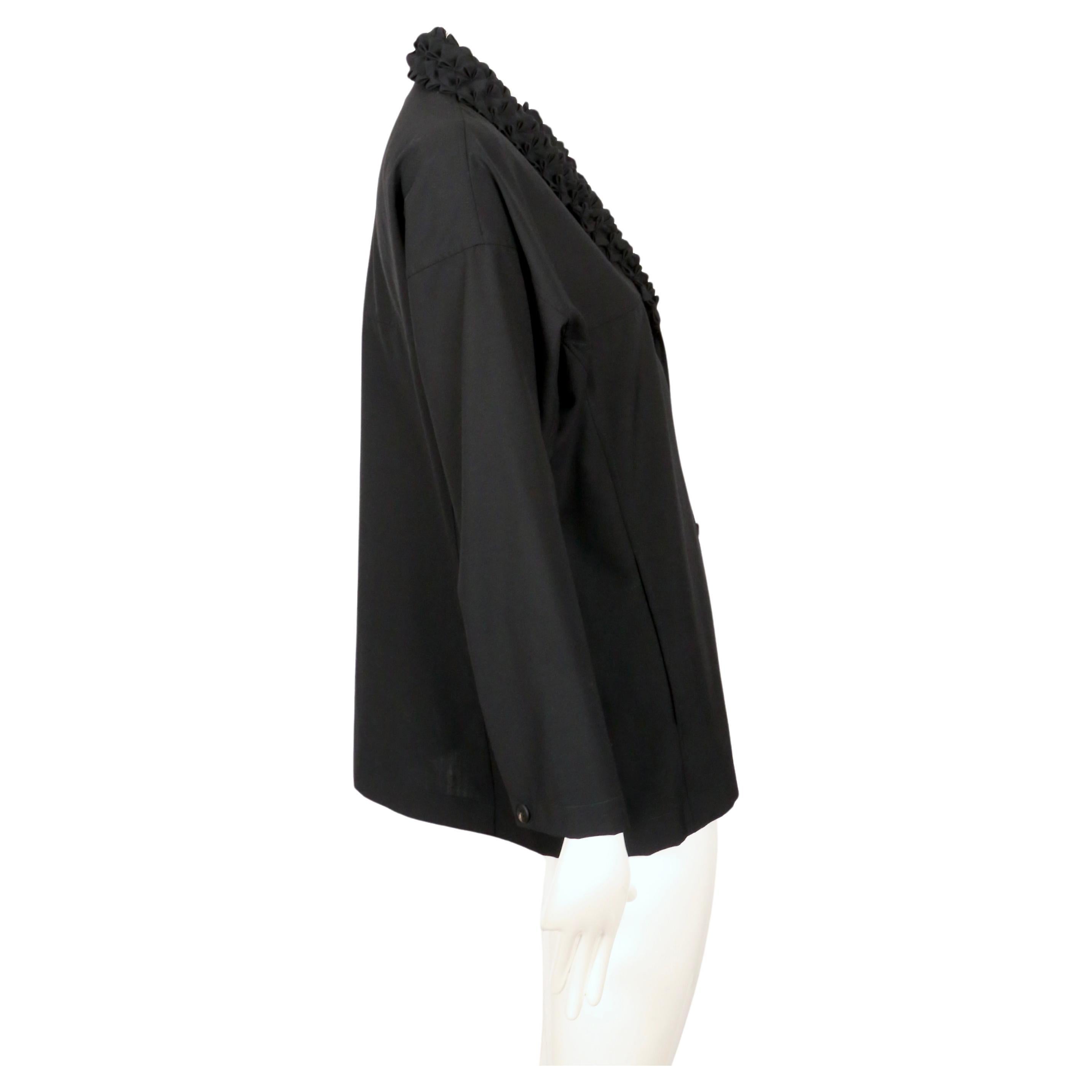 1990's ISSEY MIYAKE black wool & cashmere jacket with 'origami' collar For Sale 4