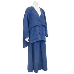 1990s Issey Miyake Blue Cotton Oversize Ensemble