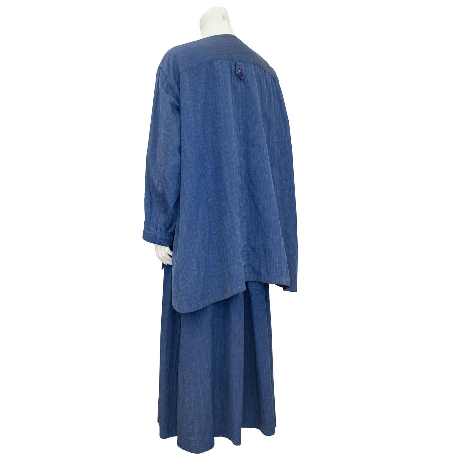 1990s Issey Miyake Blue Cotton Oversize Ensemble  In Good Condition For Sale In Toronto, Ontario