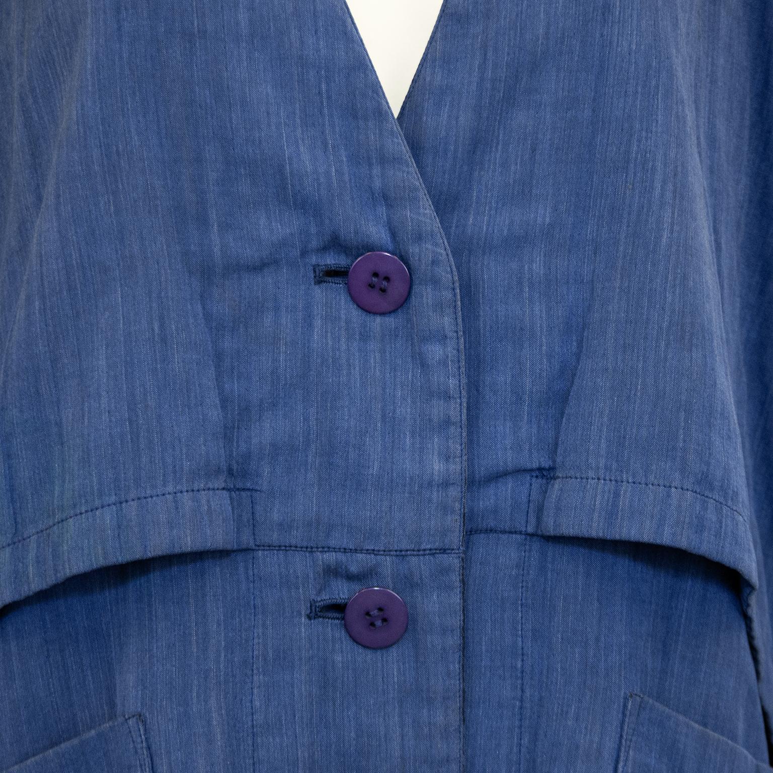 Completo oversize in cotone blu Issey Miyake anni '90 in vendita 2