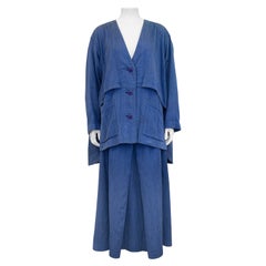 Issey Miyake - Ensemble surdimensionné en coton bleu, années 1990