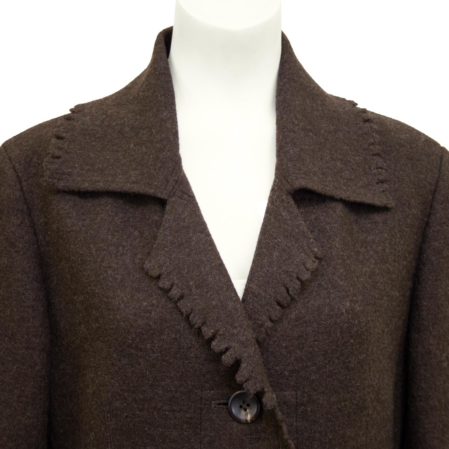 1990s Issey Miyake Brown Felted Wool Peacoat   In Good Condition For Sale In Toronto, Ontario