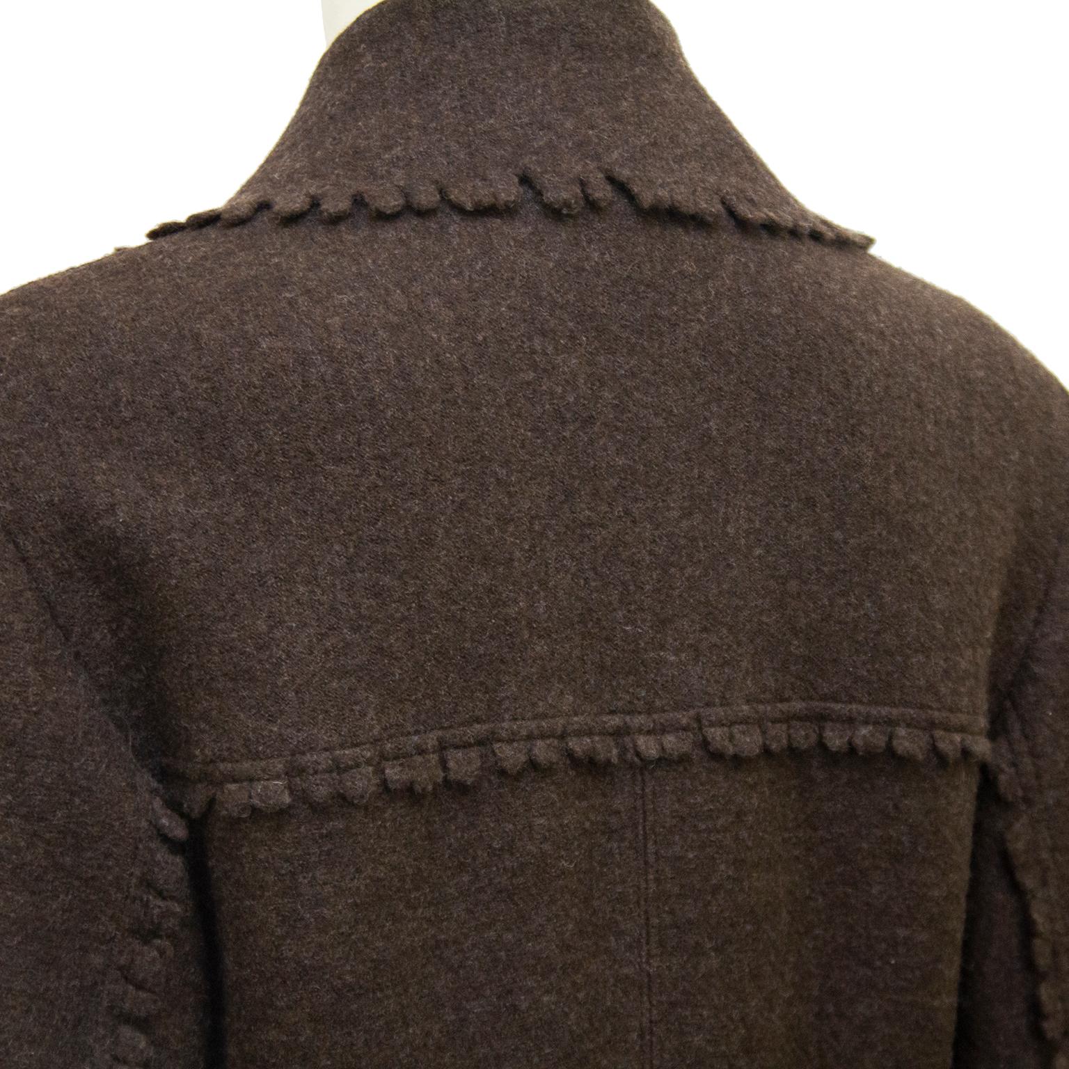 1990s Issey Miyake Brown Felted Wool Peacoat   For Sale 2