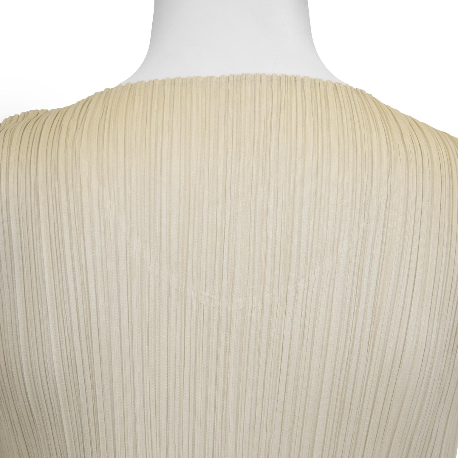 1990s Issey Miyake Cream Pleated Top and Skirt Ensemble  For Sale 1