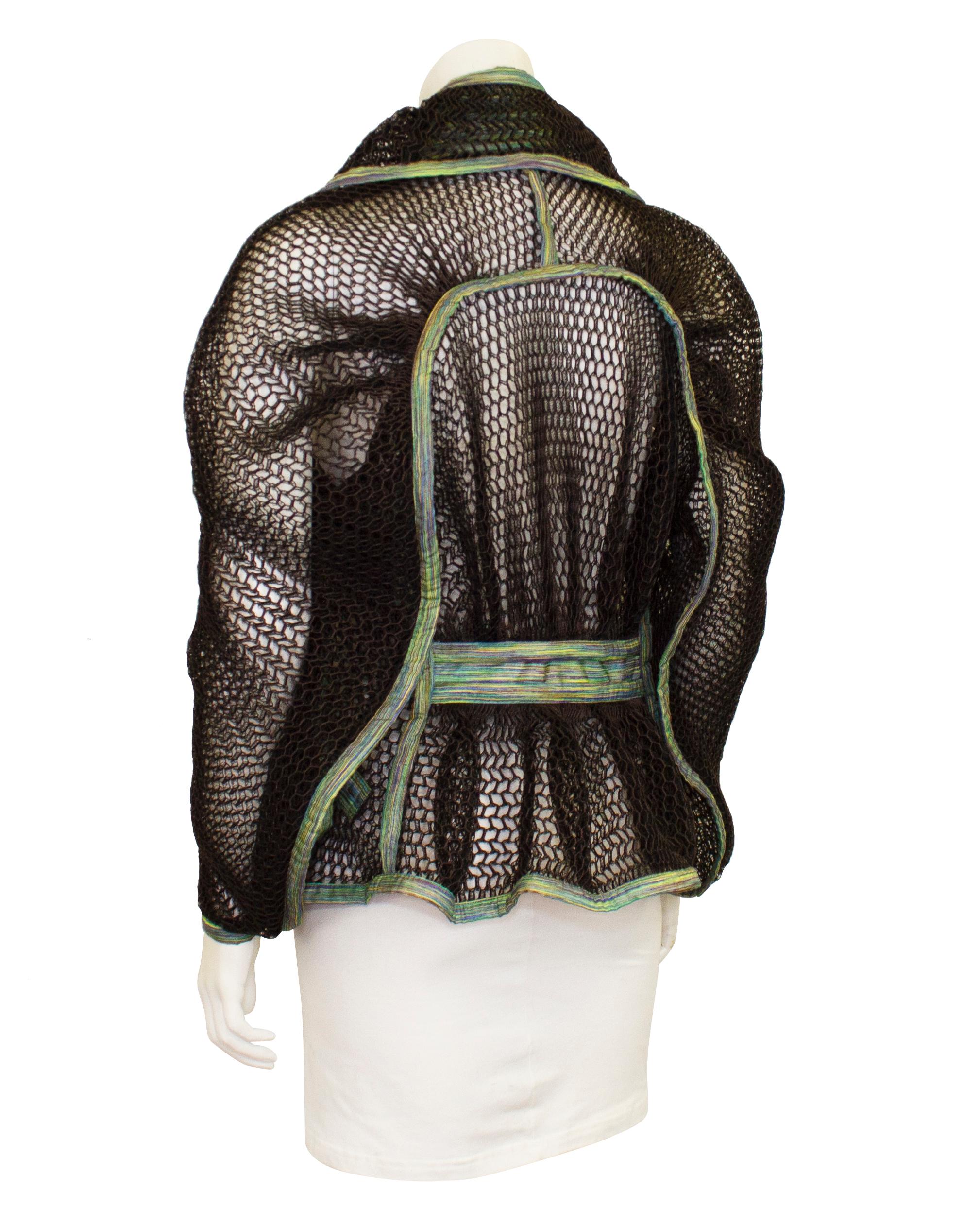 1990er Issey Miyake „Fish Net“ Jacke (Schwarz) im Angebot