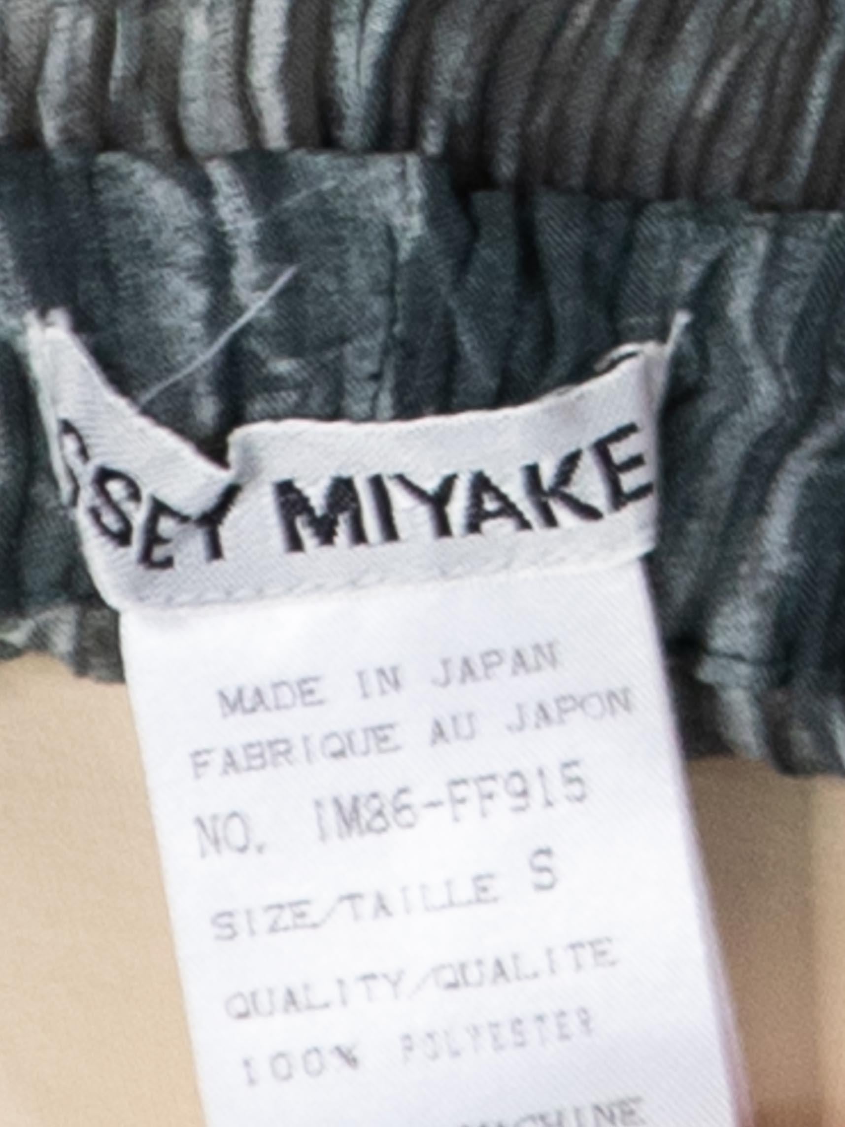 1990S ISSEY MIYAKE Gunmetal Grey Polyester Texture Printed Crinkle Pleat Pants For Sale 5