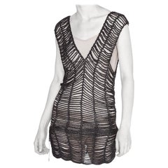 Retro 1990S ISSEY MIYAKE Metallic Gunmetal Grey Knit Mini Dress Swim Cover-Up